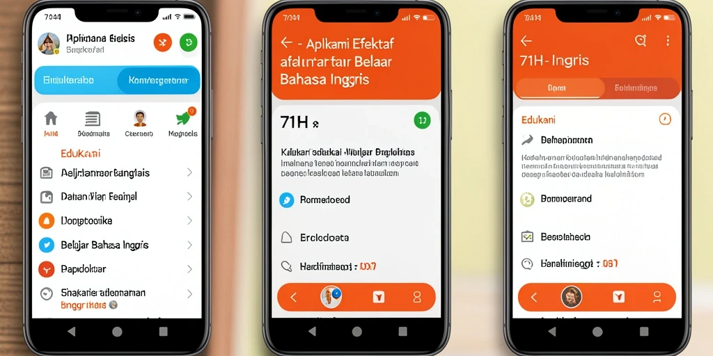 Antarmuka 71H yang ramah pengguna untuk belajar Bahasa Inggris.
