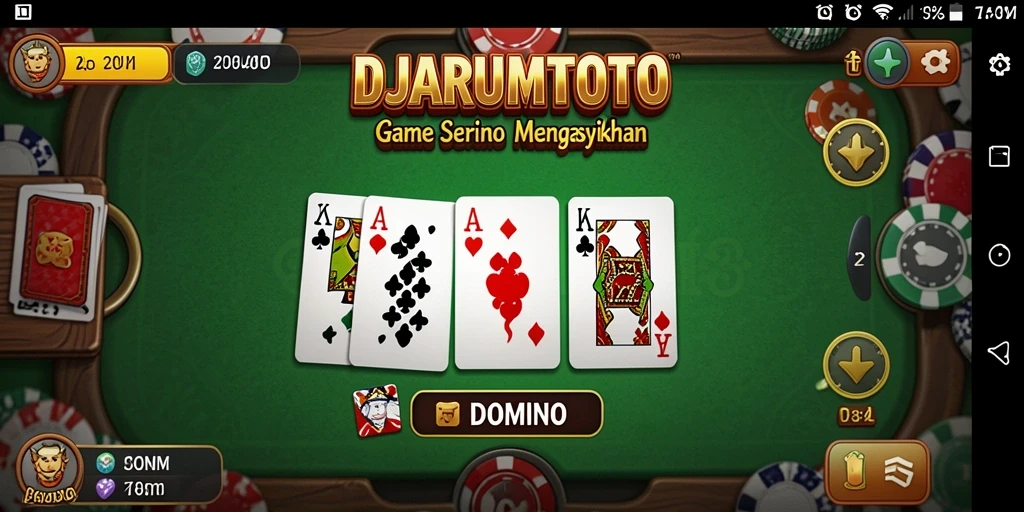 Tampilan antarmuka DJARUMTOTO yang menarik dan fungsional untuk permainan Domino.