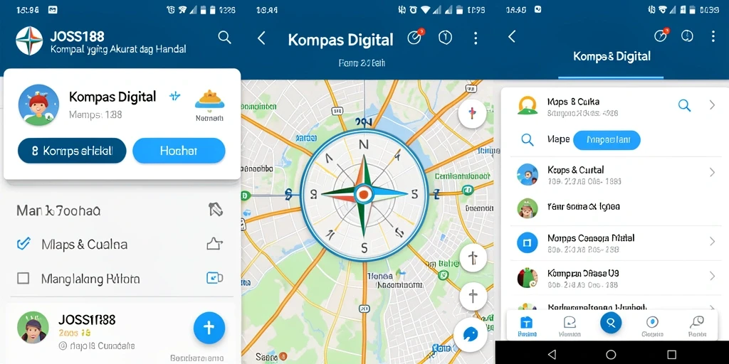 Tampilan antarmuka utama JOSS188 menunjukkan kompas digital yang mudah dipahami.