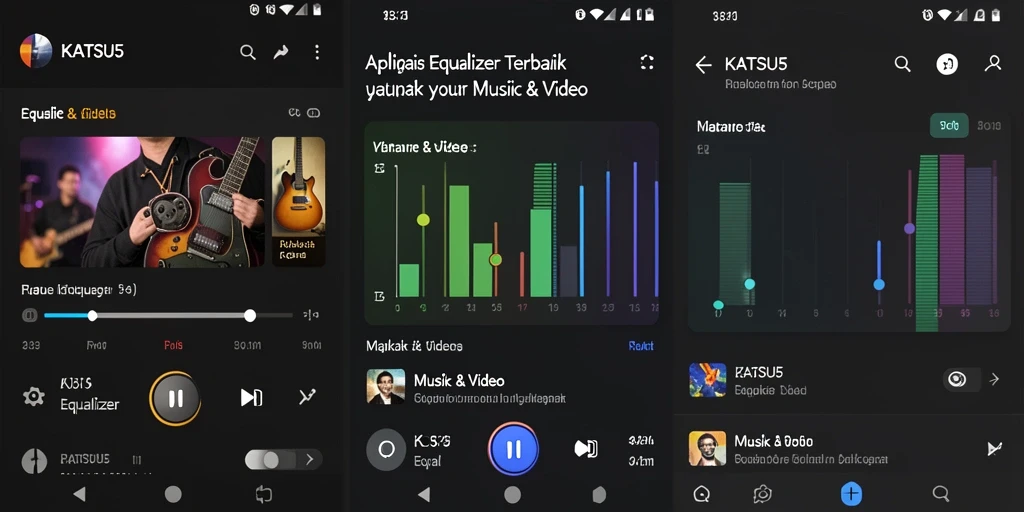 Antarmuka KATSU5 yang menawan dengan grafik Equalizer aktif.