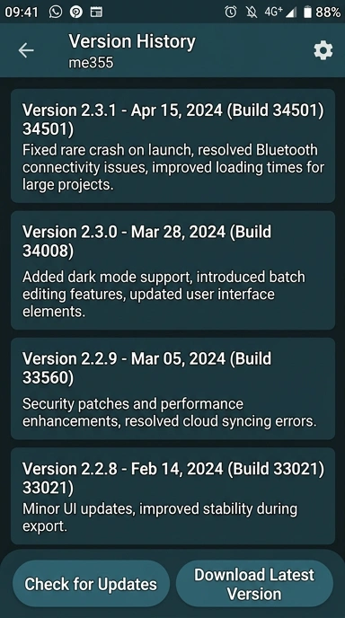Riwayat Versi me355 untuk Pengguna Android